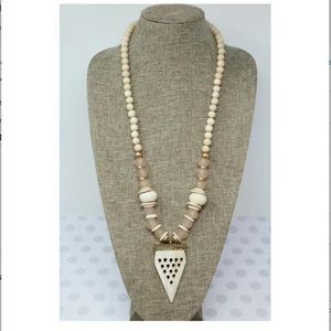 Sea glass and bone necklace